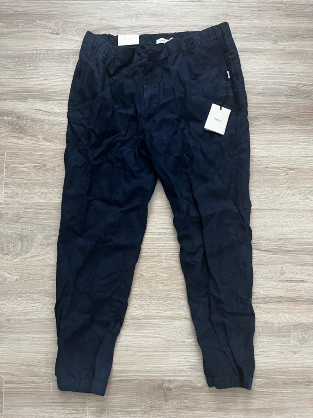 NWT Onia Men’s Elijah Linen Jogger Pants Navy - Size XL